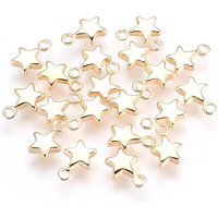 Charms en laiton, étoile, sans nickel, plaqué or 18K — Breloques et pendentifs