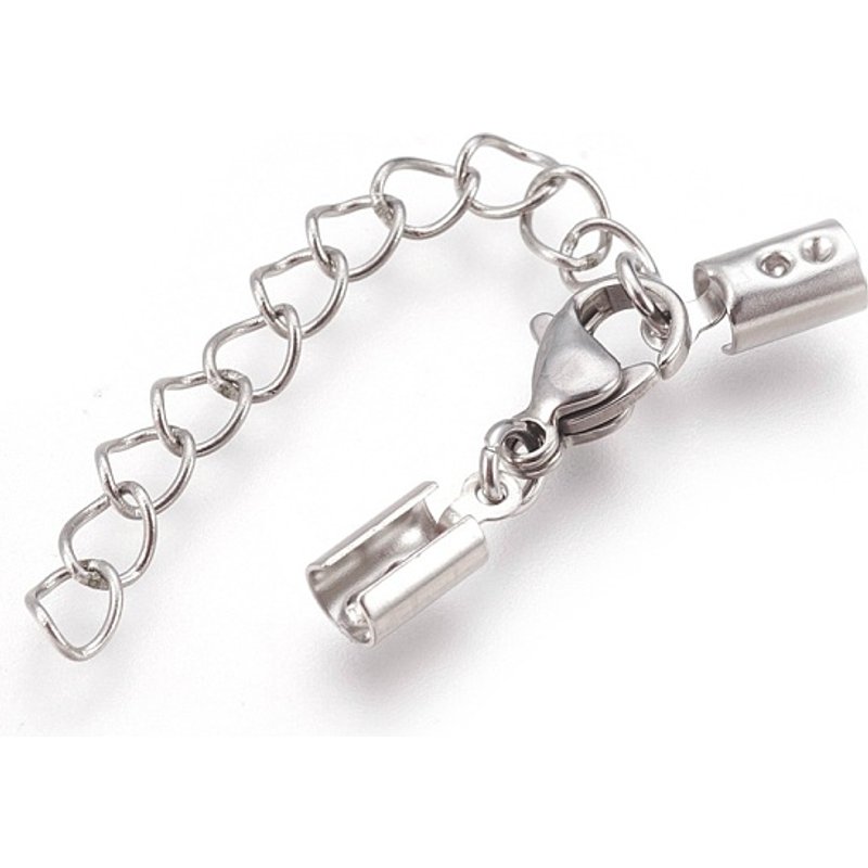 304 Stainless Steel Chain Extender with Cord Ends and Clasp — Jewelry Findings