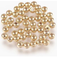 Perles Intercalaires en Laiton, Sans Nickel, Plaquées Or 18K, Rondes, 3mm — Perles à bijoux