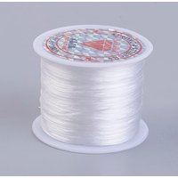 Fil Élastique Cristal Plat pour Fabrication de Bracelets Élastiques, Blanc