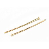 Épingles à tête plate en laiton, plaquées or 18K, 30x0.8mm
