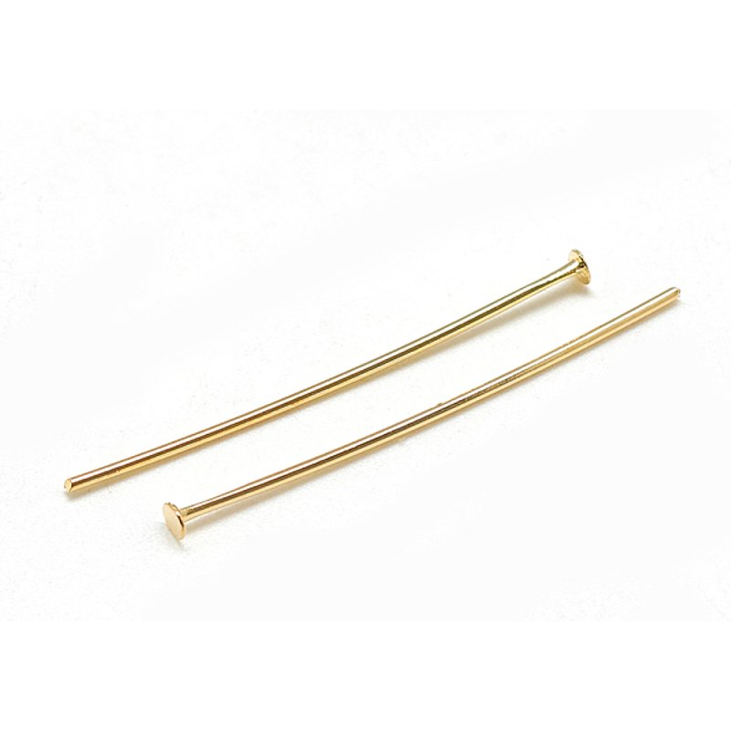 Brass Flat Head Pins, 18K Gold Plated, 30x0.8mm — Jewelry Findings