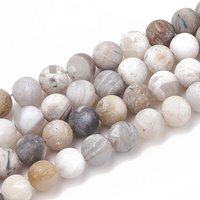 Fils de perles en agate de feuille de bambou naturel, givré, rond, 8mm — Perles à bijoux