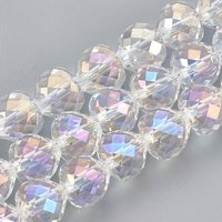 Brins de perles en verre électroplaqué, cœur facetté, clair AB