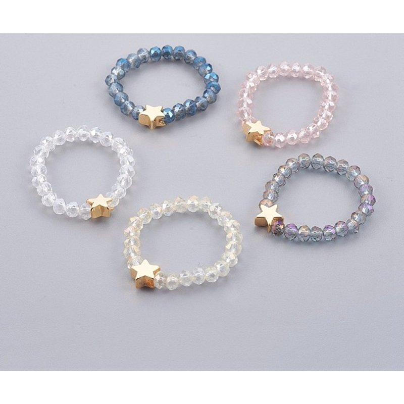 Bagues Élastiques en Perles de Verre Électroplaquées avec Trou de Laiton — Bijoux fantaisie