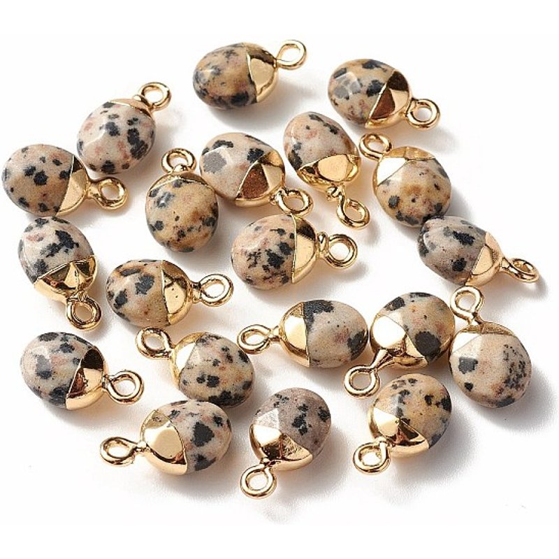 Charm en jaspe dalmatien naturel électroplaqué avec fixations en fer — Breloques et pendentifs