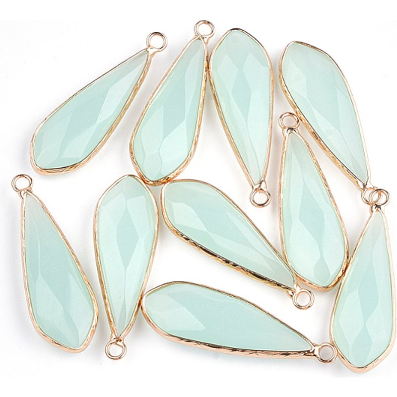 Natural Jade Drop Pendants with Brass Findings, Faceted, Dyed — Charms & Pendants