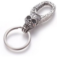 304 Stainless Steel Split Key Rings with Skull Clasp Findings — Jewelry Findings