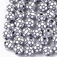 Perles acryliques Craft Style, design ballon de football, blanches, 900pcs — Perles à bijoux