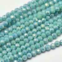 Rainbow Plated Electroplate Glass Beads Strands, Turquoise, 4mm — Jewelry Beads