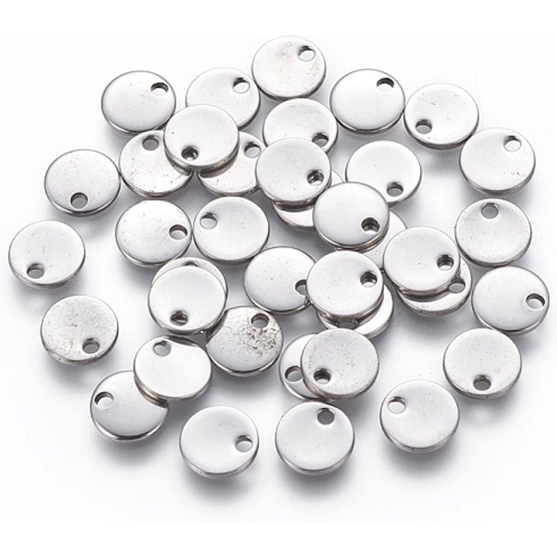Charms en acier inoxydable 304, étiquette vierge à estampiller, ronde plate — Breloques et pendentifs