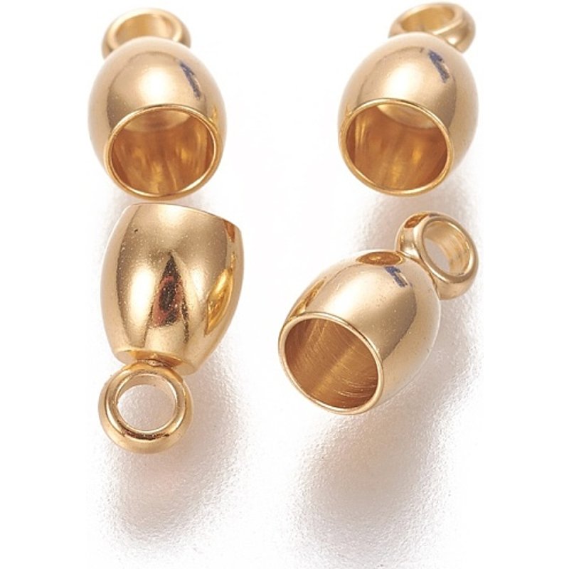 Capsules de cordon en acier inoxydable doré 201, 8x4.5mm — Accessoires pour bijoux