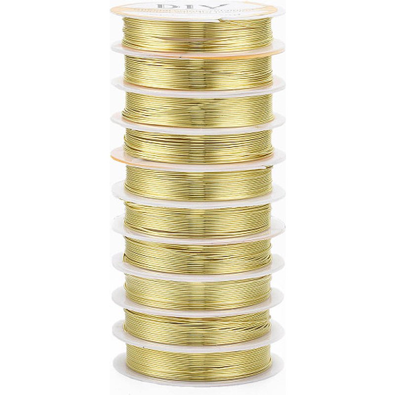 Fil de cuivre rond pour bijoux, plaqué doré, 20 gauge, 0.8mm — Chaînes, fils et cordons