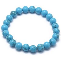 Bracelet Élastique en Perles de Jaspe Turquoise Synthétique pour Femmes