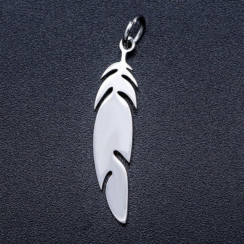 Pendants en acier inoxydable 201 en forme de plume avec anneaux de saut — Breloques et pendentifs