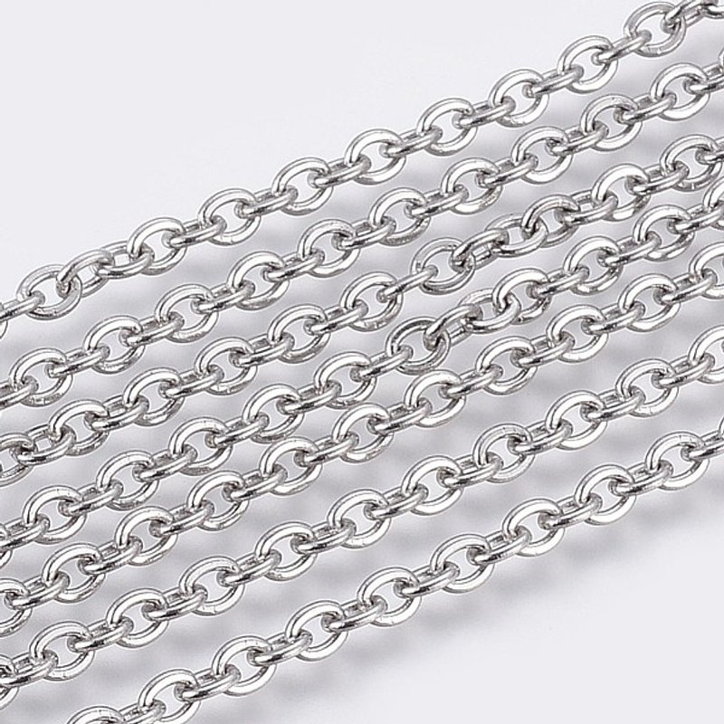Chaînes de câble en acier inoxydable 304, soudées, ovales plates, 3x2.5x0.6mm — Chaînes, fils et cordons