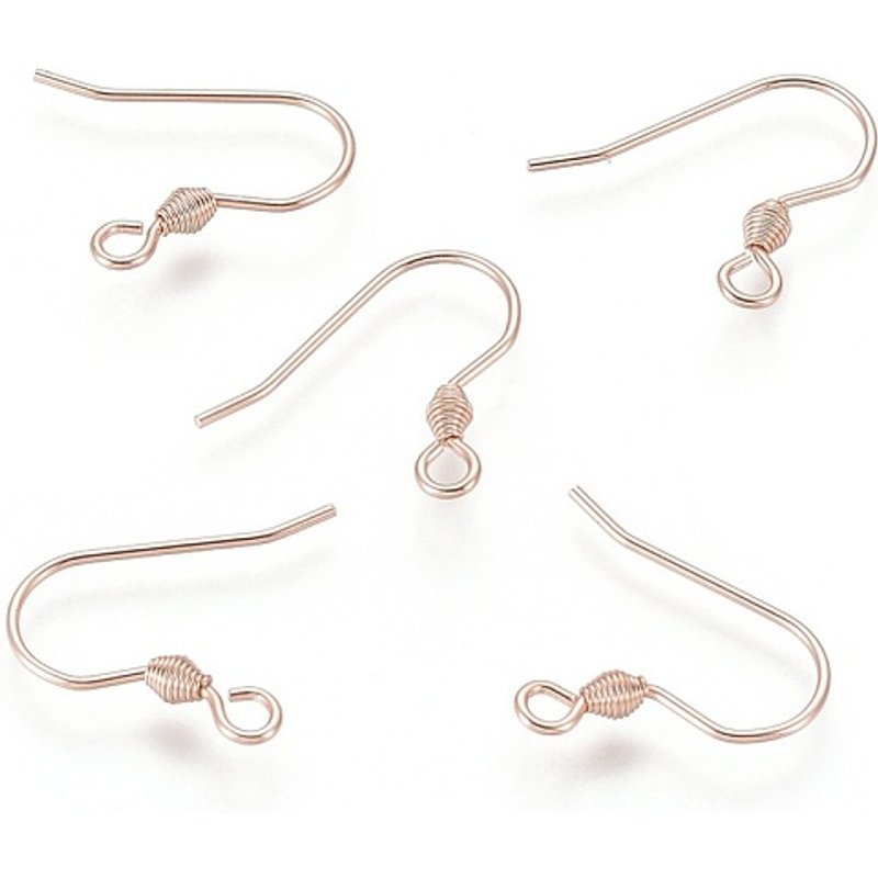 304 Stainless Steel Rose Gold Earring Hooks with Horizontal Loop — Jewelry Findings