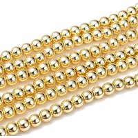 Brins de perles en hématite synthétique plaquée or, 6mm — Perles à bijoux