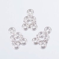 Liens de Composants de Lustre, Connecteurs à 3 Boucles, Cœur, Argenté — Accessoires pour bijoux