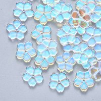 Perles en Verre Transparentes, Fleur, Plaqué Couleur AB — Perles à bijoux