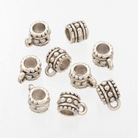 Charm Carrier Tube Bails en Argent Tibétain, Sans Plomb, Argent Vieilli — Accessoires pour bijoux