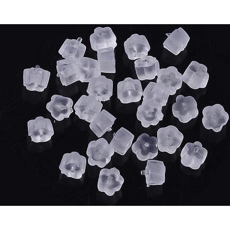 Plastic Ear Nuts Earring Backs Clear 4mm Diameter — Jewelry Findings