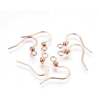 316 Surgical Stainless Steel Rose Gold Earring Hooks with Loop — Jewelry Findings