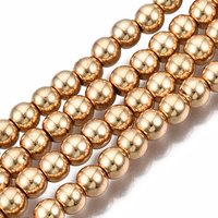 Electroplate Synthetic Hematite Bead Strands, Light Gold Plated — Jewelry Beads