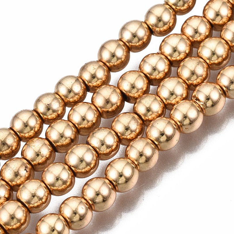 Brins de perles en hématite synthétique électroplaqué, doré clair — Perles à bijoux
