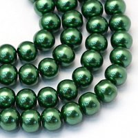 Baking Painted Pearlized Glass Round Bead Strands, Green, 10-11mm — Jewelry Beads