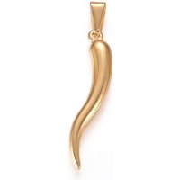 304 Stainless Steel Italian Horn Pendant, 18K Gold Plated