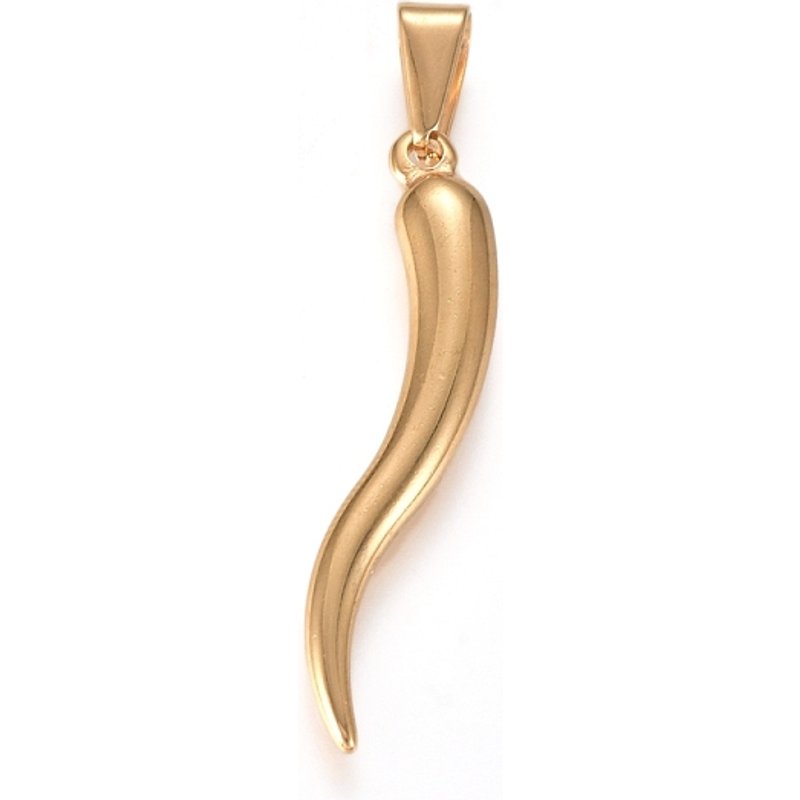 Pendentif en Acier Inoxydable 304, Corne Italienne, Plaqué Or 18K — Breloques et pendentifs