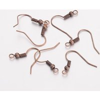 Brass Earring Hooks with Horizontal Loop, Nickel Free, Red Copper