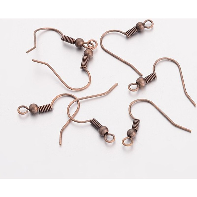 Brass Earring Hooks with Horizontal Loop, Nickel Free, Red Copper — Jewelry Findings