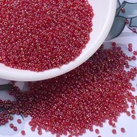 Miyuki Round Rocailles Beads, Japanese Seed Beads, Transparent Ruby AB