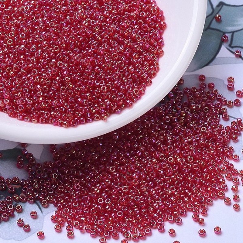 Perles Rocailles Miyuki, Perles de Verre Japonaises, Ruby AB Transparent — Perles à bijoux