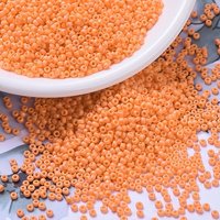 Miyuki Round Rocailles Beads, Japanese Seed Beads, 11/0, Matte Opaque Tangerine AB