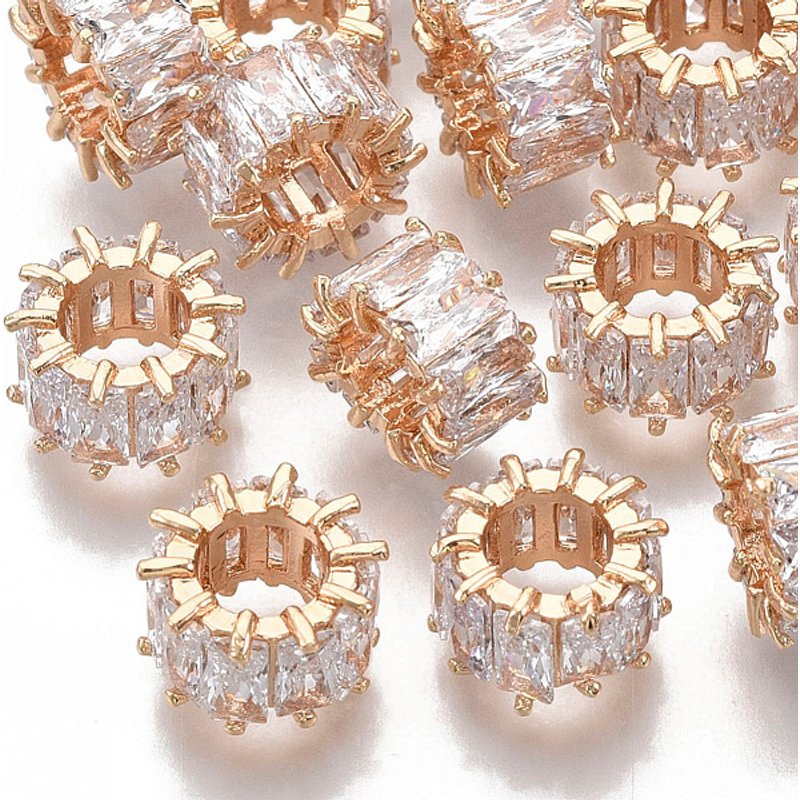 Brass Micro Pave Cubic Zirconia European Beads, Large Hole — Jewelry Beads