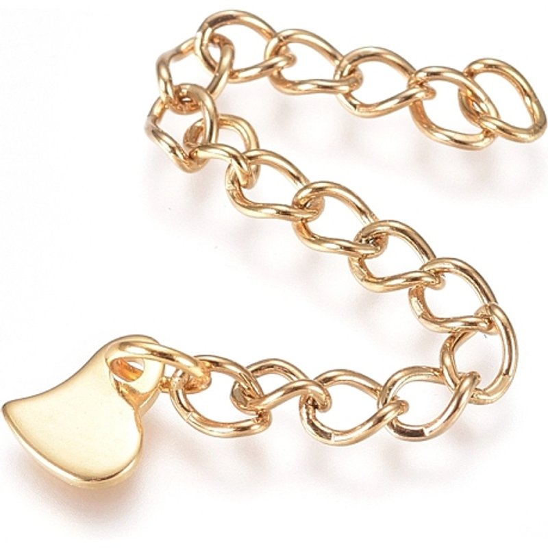 304 Stainless Steel Chain Extender with Heart Charms, Golden — Jewelry Findings