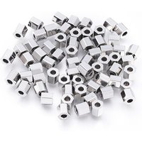 Perles d'Espacement Hexagonales en Acier Inoxydable 304, 3x3x3mm, Trou de 1.4mm — Perles à bijoux