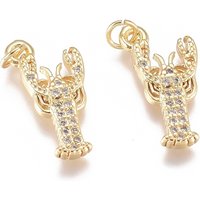 Brass Micro Pave Cubic Zirconia Pendants with Jump Ring