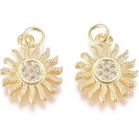 Brass Micro Pave Cubic Zirconia Sun Pendant with Jump Ring — Charms & Pendants
