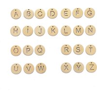 304 Stainless Steel Charms with Letters A-Z, Golden, 10mm Diameter