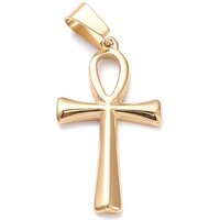 Pendentif Ankh en Acier Inoxydable 304, Plaqué Or — Breloques et pendentifs