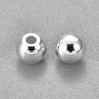 Perles rondes en acier inoxydable 304, argent, 4x3mm, trou 2mm — Perles à bijoux