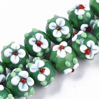 Brins de Perles Artisanales en Verre, Fleurs, Vert, 45pcs, 45 cm — Perles à bijoux