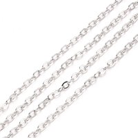 Brass Cable Chains, Soldered, Flat Oval, Platinum, 10m Roll
