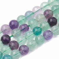 Fils de perles de fluorite naturelle, rondes, 4mm, 15 pouces — Perles à bijoux