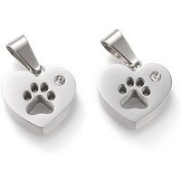Charm en Acier Inoxydable 304 avec Empreinte de Chien en Coeur et Rhinestone — Breloques et pendentifs