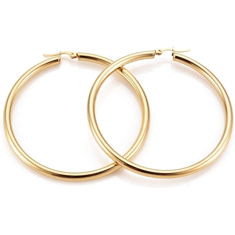 Boucles d'oreilles en acier inoxydable 304 dorées, hypoallergéniques, 6 Gauge — Boucles d'oreilles créoles